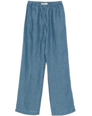 Rohe Drawstring Straight Leg Trousers - Blue