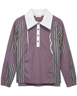 Dries Van Noten Long-Sleeved Half-Button Shirt - Purple