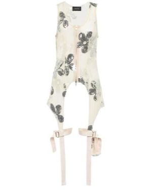Simone Rocha Sequined Zip-Up Tulle Top - White