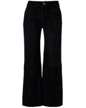 Stouls Lilou Cropped Suede Wide-Leg Pants - Black