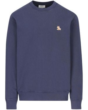 Maison Kitsuné Maison Kitsuné Chillax Fox Patch Crewneck Sweatshirt - Blue