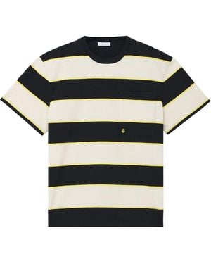 McQueen Skull Embroidered Striped T-Shirt - Black
