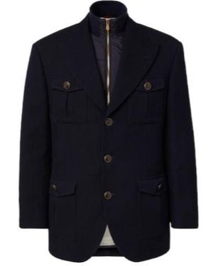 Brunello Cucinelli Classic Herringbone Casual Jacket - Blue