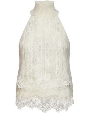 Ermanno Scervino Sleeveless Lace Tank Top - White
