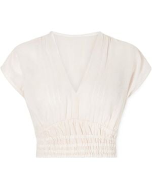 lemlem Striped Cropped Cotton Top - White