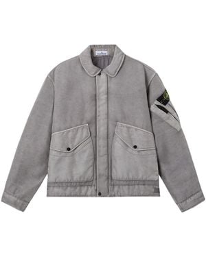 Stone Island Padded Stand Collar Jacket With Anti-Drop - Gray