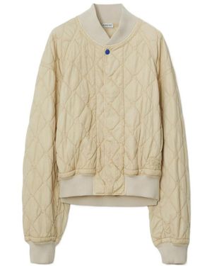 Burberry Quilted Buttoned Bomber Jacket - Natural