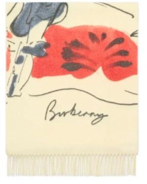 Burberry Watercolour Knight Cashmere Scarf - White