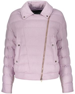 Herno Quilted Asymmetric Zip Coat - Pink