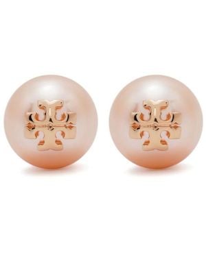 Tory Burch Crystal Pearl Stud Earrings - Pink