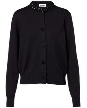 Jil Sander Sequined Virgin Wool Cardigan - Blue