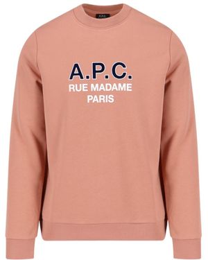 A.P.C. Madame Logo Printed Crewneck Sweatshirt - Pink