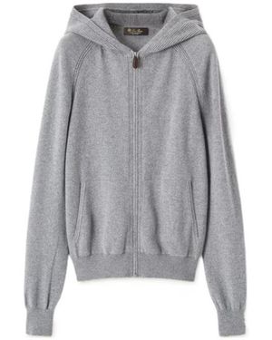 Loro Piana Zip-Up Hooded Cardigan - Grey