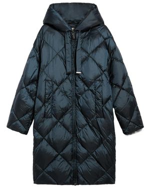 Max Mara Logo Hooded Down Jacket - Blue