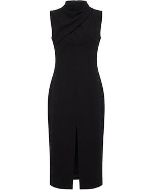 Gucci Sable Drape Detailed Sleeveless Dress - Black