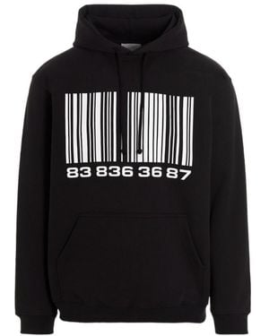 VTMNTS Barcode Printed Drawstring Hoodie - Black