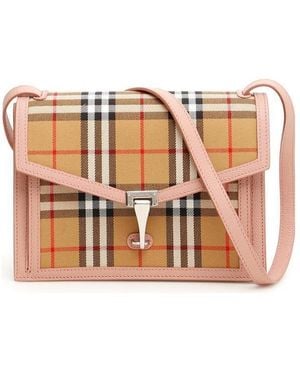 Burberry Small Checked Diagonal Backpack - Brown