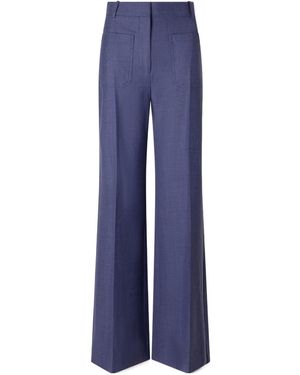 Victoria Beckham Woven Wide-Leg Trousers - Blue