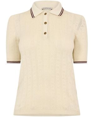 Moncler Short Sleeve Polo Shirt - Natural