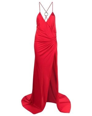 Pinko Long Glossy Dress - Red