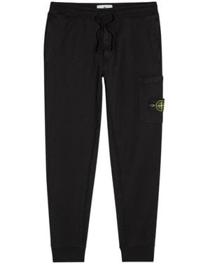 Stone Island Logo Cotton Sweatpants - Black