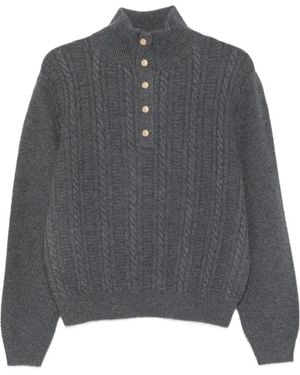 A.P.C. Cable-Knit Button Sweater - Gray