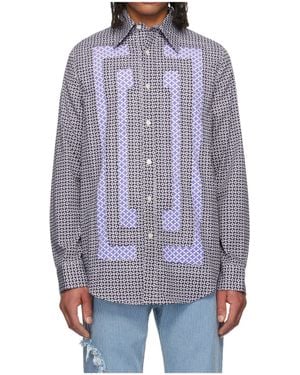 Edward Cuming Flower Cotton Scratch The Itch Shirt - Blue