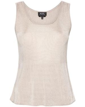 A.P.C. Sleeveless Ribbed-Knit Top - Natural