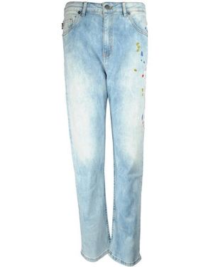 Moschino Printed Straight Tube Jeans - Blue