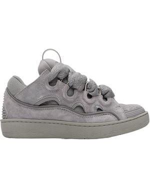 Lanvin Round Toe Lace-Up Sneakers - Gray