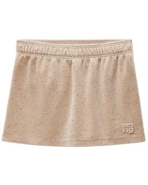 Alexander Wang Crushed Velour Mid-Rise Mini Skort - Natural