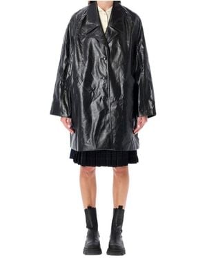 Low Classic Oversized Faux Leather Coat - Black