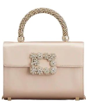 Roger Vivier Embellished Foldover Top Tote Bag - Natural