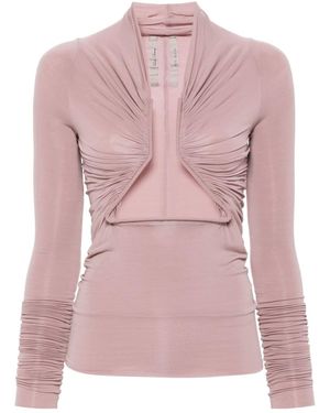 Rick Owens Prong Ls Long Sleeved Gathered Top - Pink