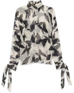 Saint Laurent Butterfly Printed Turtleneck Blouse - White
