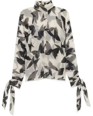 Saint Laurent Butterfly Printed Turtleneck Blouse - White