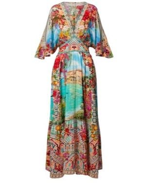 CAMILLA Embellished Printed Silk Maxi Dress - Multicolour
