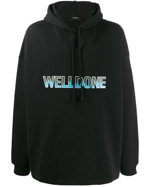 we11done Logo-Printed Hooded Sweatshirt - Black