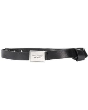 DSquared² Logo Plaque Belt - White