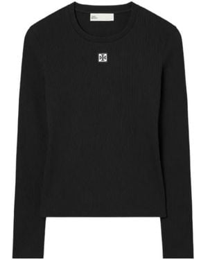 Tory Burch Logo Cotton T-Shirt - Black