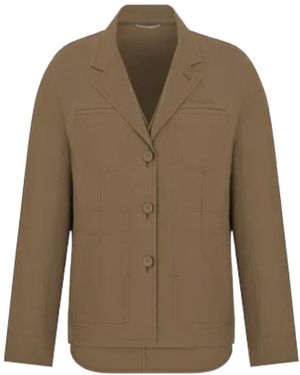 Dior Christian Single-Breasted Long-Sleeved Blazer - Green