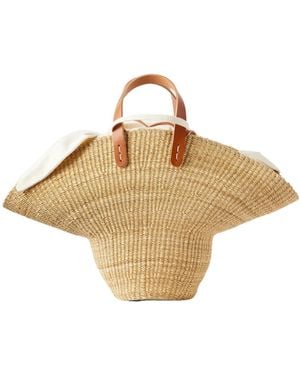 Muuñ Signora Leather-Trimmed Raffia Tote - Natural