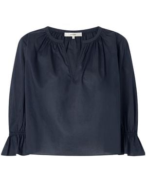FRAME The Poet Gathered Ruffled-Cuff Blouse - Blue