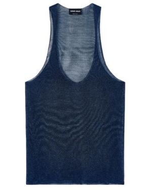 Giorgio Armani Viscose Lurex Top - Blue