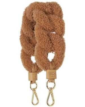 Fendi Sheepskin Shoulder Strap - Brown