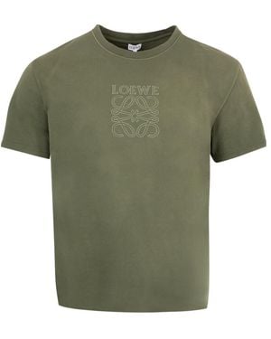 Loewe Anagram-Embroidered Crew Neck T-Shirt - Green