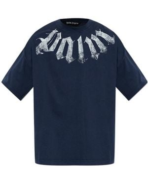 Palm Angels Gothic Logo T-Shirt - Blue
