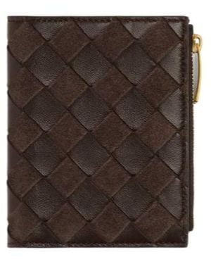 Bottega Veneta Intrecciato Small Bi-Fold Wallet - Brown