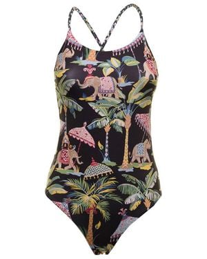 RED Valentino Flora And Fauna Print One-Piece Swimsuit - Multicolour