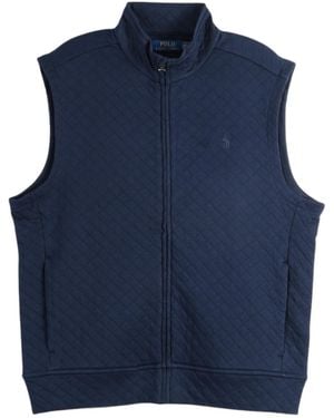 Polo Ralph Lauren Quilted Knit Vest With Full Zipper - Blue